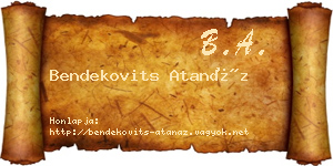 Bendekovits Atanáz névjegykártya